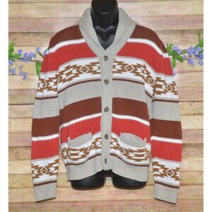 Sun + Stone Shawl Collar Cardigan Southwestern Aztec Sweater Size M Grandpa Dad